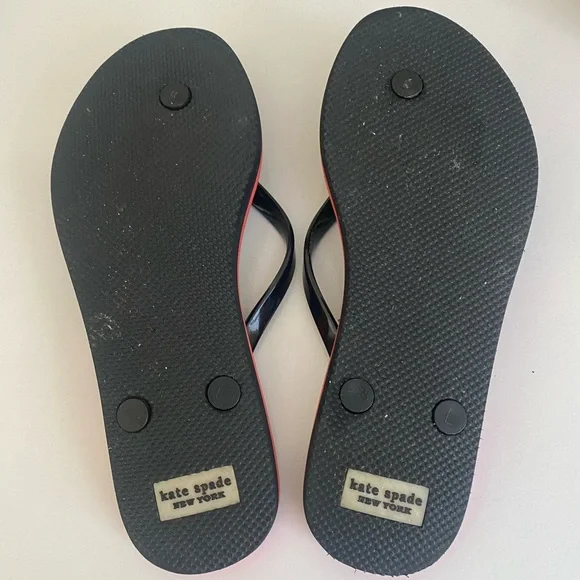 Kate Spade NY Black Multi Striped Flip Flop Sandals Size 7-8 in GUC - Picture 2 of 2